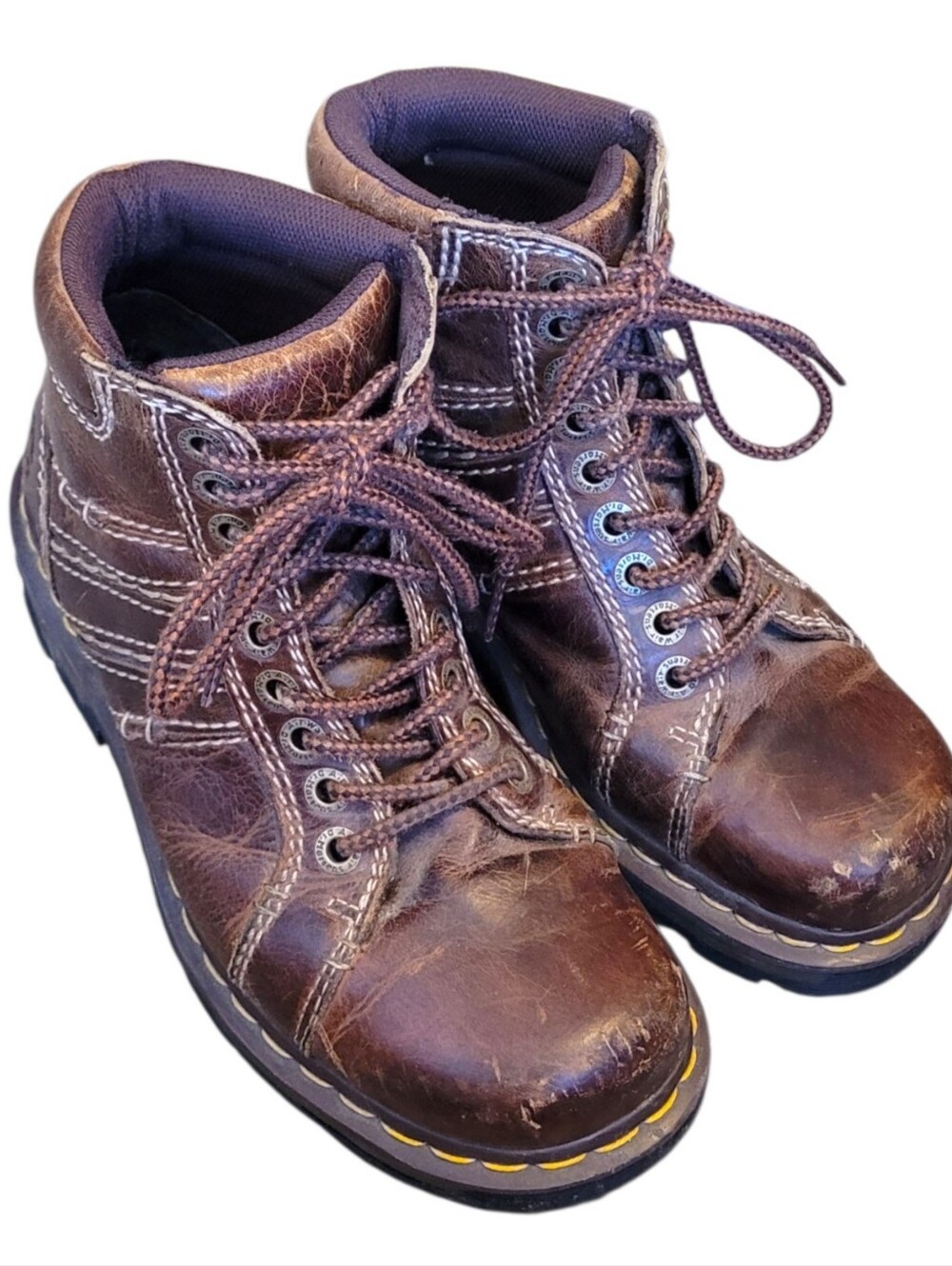 Dr. Martens Quincy Brown Leather Lace-Up Ankle Boots Size 8